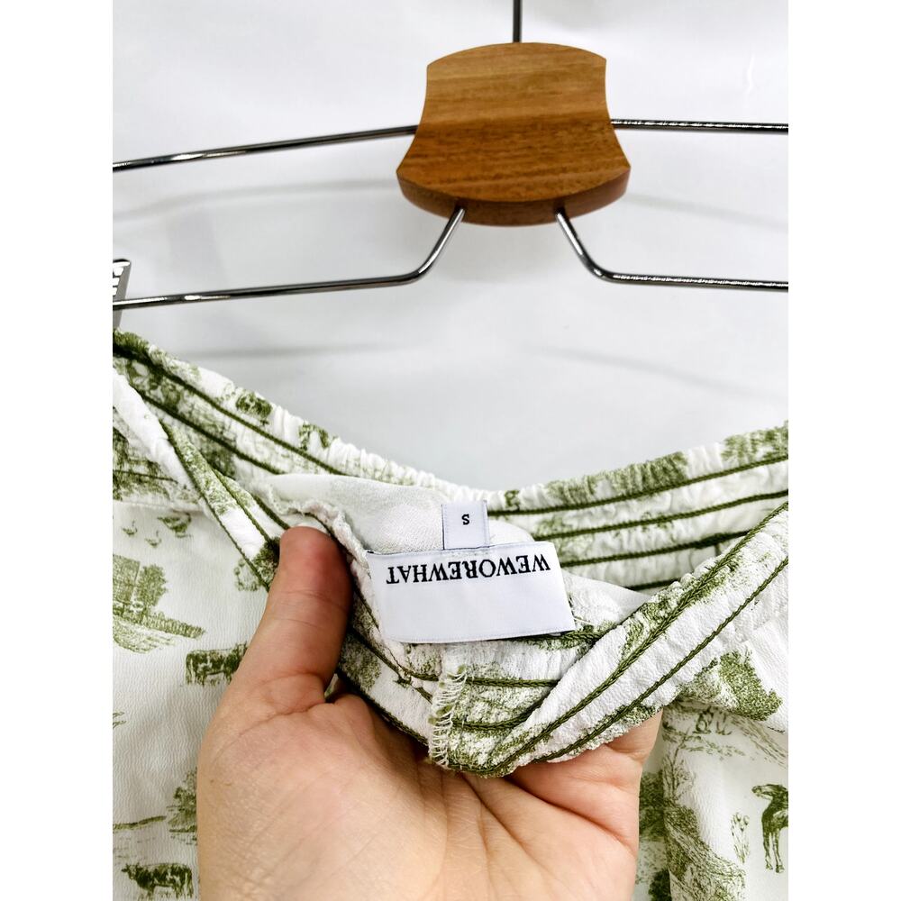 WeWoreWhat green white semi sheer 2 piece‎ set - Picture 6 of 10